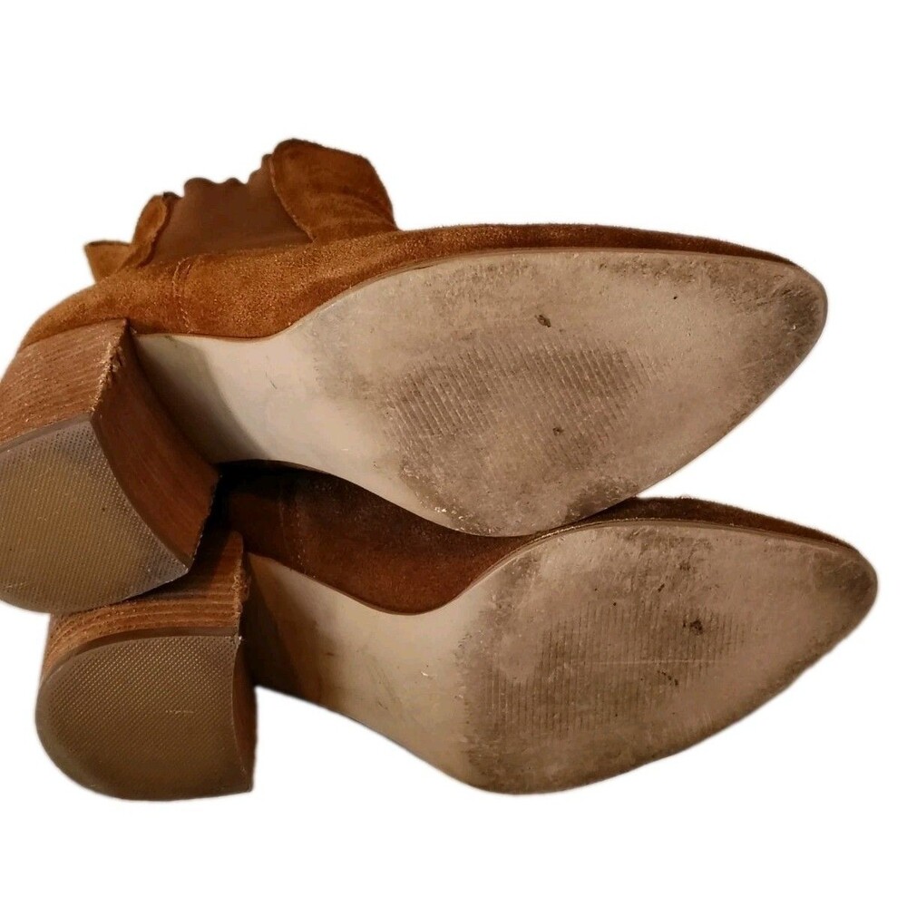 Steve Madden Addy Brown Suede Chelsea Ankle Boots Pointed Toe Pull On 8M - Picture 7 of 10